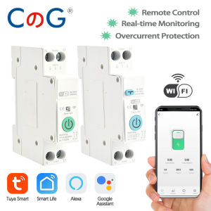 1P 63A DIN Rail WiFi Smart Circuit Breaker for TUYA Over/Under Voltage Protection Power Metering Wireless Remote Control Switch
