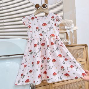 New Princess Fly Sleeve Flower Print Girls Dress