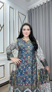 Gamis Wanita Hindi Lidah Kismana Rayon Premium All Size Ld 110 Pb 138 Bawah Mayung Tali Samping