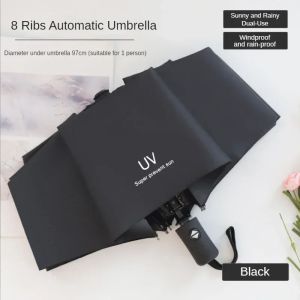 Bestseller UV Protection Folding Umbrella Windproof Dual Use Rain Parasol Large Anti Ultraviolet Portable Black Coating Umbrella