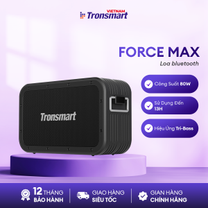 Loa Bluetooth 5.0 Tronsmart Force Max Công suất 80W Chống thấm nước IPX6 - Thời gian 13 giờ chơi nhạc - Hàng phân phối chính hãng - Bảo hành 12 tháng