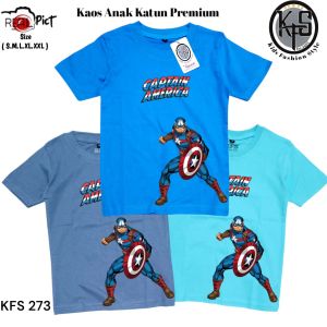 KFS 273 Baju Kaos Anak Laki Laki KARAKTER HERO KAPTEN AMERIKA