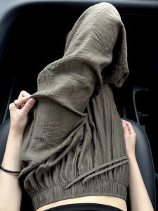 High Waist Wide Leg Pants Women Summer Thin Ice Silk Straight Cut Mountain Style Cotton Linen Sunscreen Zen Style Commute Pants