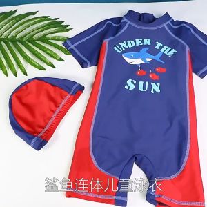 Đồ Bơi Bé Trai Bộ Bơi Liền Thân Trẻ Em Bé Trai Kèm Mũ Dành Cho Bé Trai 2-10 Tuổi