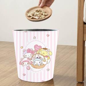 Thùng Rác Tròn Dễ Thương Hoạt Hình Cho Phòng Trẻ Em Phòng Khách Phòng Ngủ Thùng Đựng Giấy Thùng Rác Gia Đình Thùng Rác Tròn Bằng Da