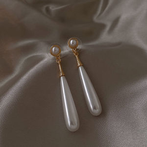 Yukis Exquisite Fashion Water Drop Pearl Earring Elegant Temperament Trend Long Pendant Earrings Fashion Korean Nice Jewellery Brincos