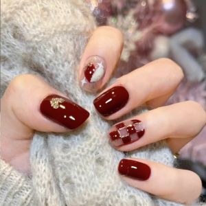 การออกแบบใหม่ เล็บปลอม ประดับเพชร เล็บปลอมเจลแท้ เล็บปลอมสำเร็จ การออกแบบกันน้ำ 24ชิ้นต่อกล่อง