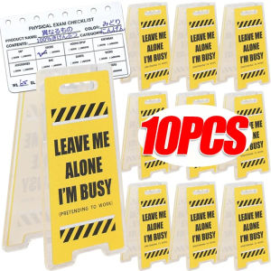 Dizoey Desk Warning Signs "Leave Me Alone Im Busy" Humorous Office Decor Plastic Ticket Stand Holder Multipurpose Room Decor Gifts