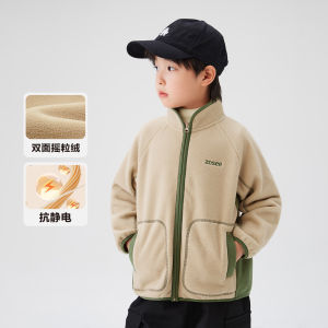 Áo Khoác Lông Cừu Mùa Thu Đông Cho Bé Trai Áo Khoác Ngoài Thường Ngày Áo Khoác Ngoài Có Khóa Kéo Áo Khoác Ngoài Màu Khối Áo Khoác Ngoài Cho Bé Trai