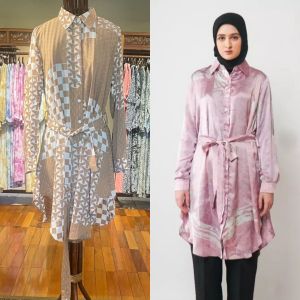 Nahra Tunik Ceruti by Dian Pelangi LIMITED EDITION Blouse Baju Atasan Kemeja Blus Kerja Kantor Casual Formal Pesta Pernikahan Kondangan Wanita Cantik Anggun Modis Modern Simple Elegan Mewah Model Korea Terbaru Motif Batik Hand Made Kekinian