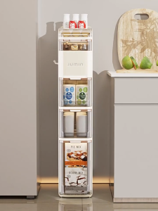 NEST 25cm Wide Gap Storage Cabinet Slim Drawer Cabinet With Wheels 3/4/5/6 Layers Bathroom Storage Gap Plastic Drawer Cabinet Kitchen Cabinet Removable Cabinet Space Savers