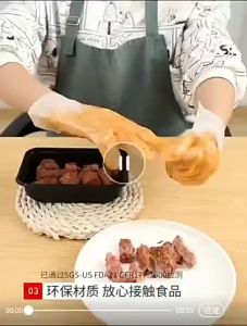 ถุงมือถูกถูกใช้แล้ว ฟู้ดเกรด วัสดุ TPE ขนาด L รูปแบบด้วย 100 ชิ้น/ซอง