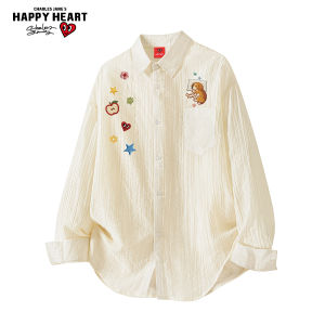 CHARLES JANGS HAPPY HEART | Cute Heart Patterned Sunscreen Light Long-sleeved Shirt Summer Collar Casual Outerwear