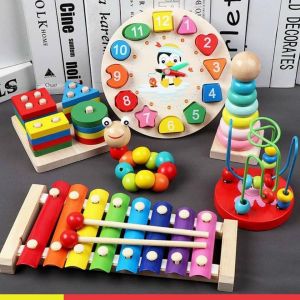 Bộ combo 6 loại đồ chơi gỗ phát triển trí tuệ cho bé đồ chơi giáo dục sớm giáo cụ