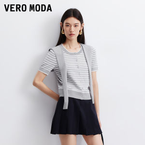 Vero Moda | Áo Sweater Tay Ngắn Sọc Màu Khối Mới Có Thể Tháo rời