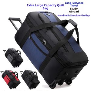 Large Capacity Moving Travel Bag Luggage Bag Cotton Quilt Waterproof Expandable Wheel-equipped Trolley Bag for Youth Travel