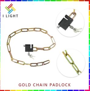Iron Gold (PER PIECE)Chain With Black Metal Padlock 50cm/for gate lock bike lock motorcycle lock