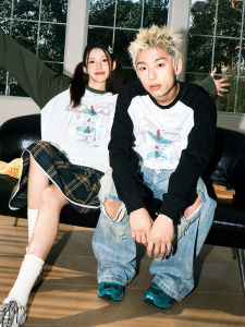 Áo Thun Dài Tay Cotton Phong Cách Hàn Quốc Cho Nữ Mùa Thu Đông Thường Ngày Cổ Tròn in Họa Tiết Thoải Mái Thoáng Khí