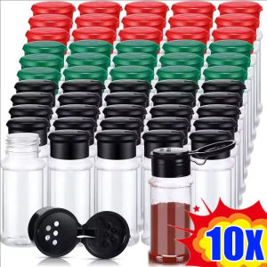 10pcs Plastic Seasoning Bottles / Transparent Spices Jars / Portable Camping BBQ Condiment Bottle / Kitchen Condiment Containers Jars / Food Grade Spice Salt Pepper Shakers
