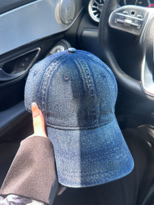 หมวกเบสบอลทรงกว้างสำหรับผู้หญิง สีน้ำเงินซักได้ ทรงปากเป็ด หมวกเดินทางแบบลำลอง ปี 2024 ฤดูร้อน หมวกทรงกลม ฤดูกาลทั้งสี่