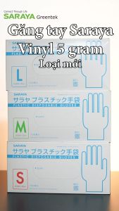 [PhiênBảnMới] Găng tay Saraya Vinyl Không Bột trong suốt loại dày 5gram dùng chế biến thực phẩm vệ sinh - 100 cái/hộp