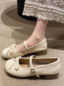 Giày Đế Thấp Mary Janes Cổ Điển Cho Nữ Mùa Xuân 2025 Giày Đơn Cổ Điển Kiểu Pháp Có Nơ Giày Đơn Đế Dày Cho Váy