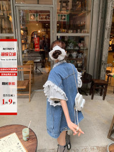 DULA Good Home Lace Trimmed Denim Vest Womens Spring Summer Loose Versatile Shoulder Pad Jacket Small Batch Design Sense