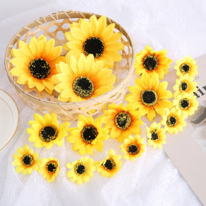 Artificial Sunflower Head Silk Flower DIY Handmade Material Sunflower Fake Flower Home Living Room Wedding Celebration Decoration