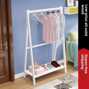 Solid Wood Hanger Floor Minimalist Modern Clothes Rack Simple Hang the Clothes Shelf Bedroom Indoor Coat Rack For Home