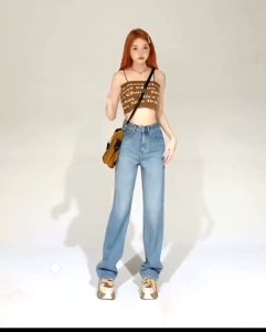 2024 denim wide leg new style sand wash gradient color wide leg jeans denim pants for women #361