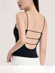 Miiow | Ice Silk Backless Bralette Womens Summer Outdoor Wear One-Piece Sleeveless Tank Top Cat Person Seamless Strap Design