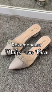 LouisCarnies JN-302 INFINITY Sandal Mules 4cm heels Hak Kaca Sepatu Wanita