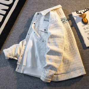 American Classic Style Shirt Baseball Uniform Mens Heavy Weight Retro Knitting Outwear Spring and Autumn Trendy Handsome Workwear Shirt