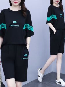 Bộ Đồ Thể Thao Cotton Tay Ngắn Mùa Hè 2024 Dành Cho Nữ Cỡ Lớn Quần Short Thể Thao Thường Ngày Bộ Đồ Hai Mảnh Thoải Mái Thoáng Khí
