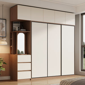 Nordic Style Smooth Sliding Door Wardrobe ENF Class European Poplar Board Finished Combination Closet for Small Spaces