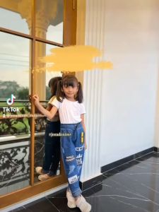 Boyfriend Sobek Jeans Sablon Pinggang Karet / Boyfriend Ripped Jeans Sobek 07 Pinggang Karet / Celana Karet Pinggang Boyfriend