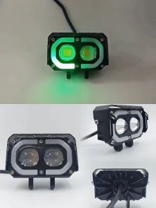 2pcs 40W Near yellow and far white integrated Mini Driving Light modified headlights Motorcycle external headlights Two bead RGB aperture motorcycle spotlight