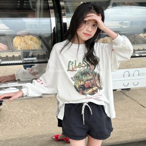 LEOHAPPY Kids Long Sleeve T-Shirt Sun Protection Girl Base Shirt Snowflake Cotton Cool Breathable Large Children Air Conditioner Shirt