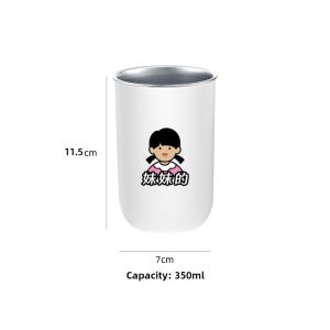 Family of Three Teeth Brushing Cup Stainless Steel 4-Piece Mouth Rinse Cup Children Toothbrush Cup High Aesthetic Value Home Use