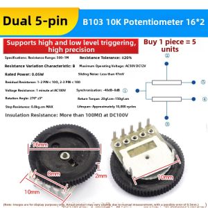 Risym | Dial Single Dual Gang Potentiometer 5-50k Ohms