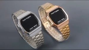 Paket Box Exclusive + Paperbag / Jam Tangan Hush Puppies Digital VA-853HA / Jam Tangan Fashion Wanita Tali Rantai Diameter 38 cm