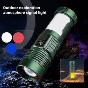 Multifunctional flashlight super bright zoomable torchlight powerful Mini flash light portable touchlight rechargeable Emergency Light outdoor light multi color led light camping lantern strong light telescopic Flashlight waterproof cob working light
