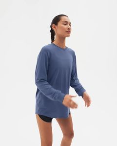Pakaian Olahraga Nike Wanita: Top Relaxed Dri-FIT Lengan Panjang - Hitam [FN2818-010]