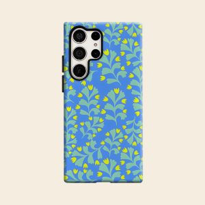 blue yellow floral leaf Luxury Fashion Full Lens Protective Case for Samsung Galaxy S26 S25 S24 A56 A36 Plus Ultra