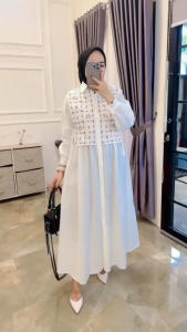 Dress Korean Style Gamis Mewah Terbaru Dress Remaja Terbaru Dress Bordir Bunga lebaran 2025 baju