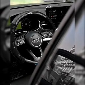 Car Carbon Fiber Leather Steering Wheel Cover Suitable For 38CM Steering Wheel Protective Cover