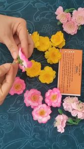 Sét 10 Bịch 40 bông mai bông đào có lá kẽm kèm trang trí Tết