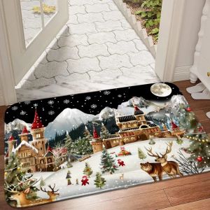 VIKAMA Christmas Welcome Door Mat Indoor Outdoor Non-Slip Dirt Resistant Door Mat Bedroom Bed Comfort Mat Living Room Floor Mat