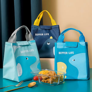 Linyoung Portable Lunch Bag Velcro Closure Insulated Bento Bag Cartoon Print Daily Keep Warm Cold Fresh for Lunch Box Bento Bag