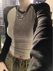 Áo Thun Nữ Dáng Ôm Dài Tay in Họa Tiết Thời Trang Xuân Thu Thường Ngày Cotton 92% Spandex 8% Cổ Tròn Tay Dài